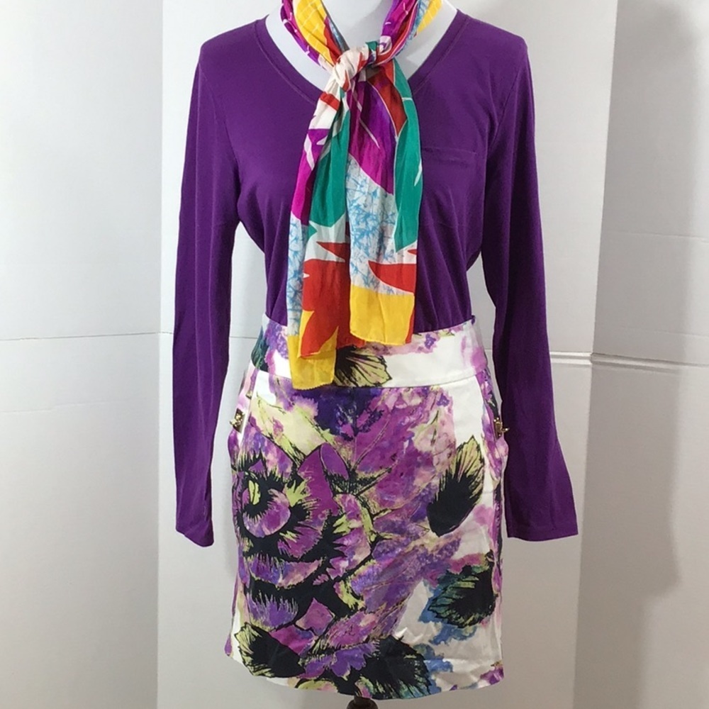 Adrienne Vittadini purple floral skirt + free top